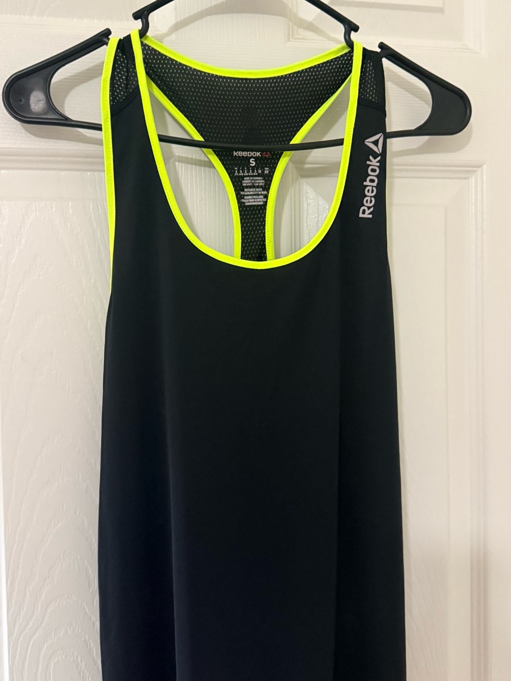 Reebok Women's Black Tank with Neon Yellow Trim
